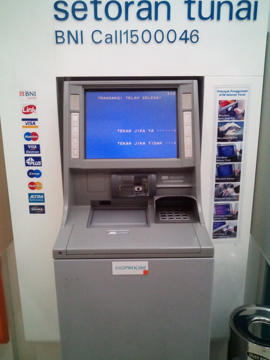 Mesin setor tunai di GALERI HR.Bunyamin, Purwokerto (sering) macet. Selesai setor ATM tidak mau keluar <a href="/BNI46/">BNI</a> <a href="/BNI/">PT Bank Negara Indonesia (Persero) Tbk.</a>
