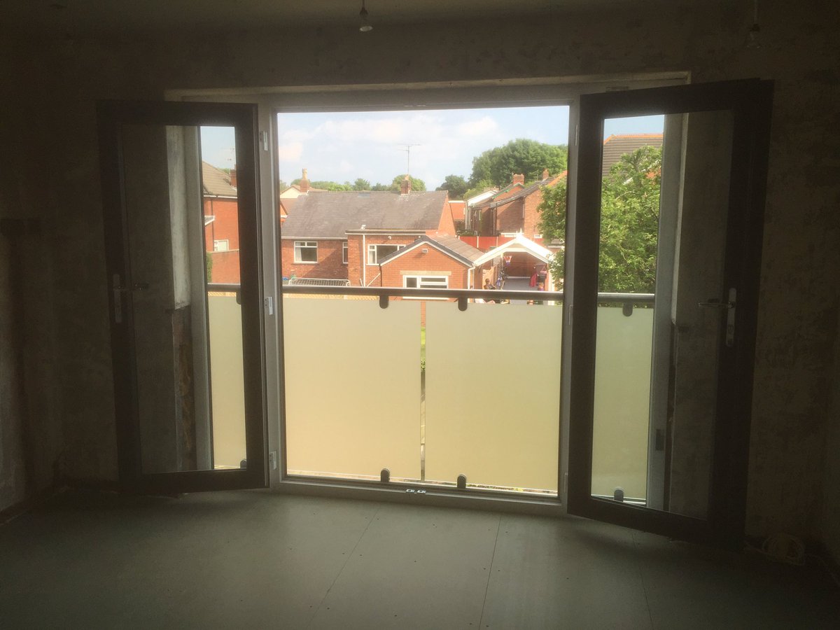 wallgatewindows's tweet image. Big transformation changing bedroom window to French doors with satin glass Juliet balcony#wallgateWindows