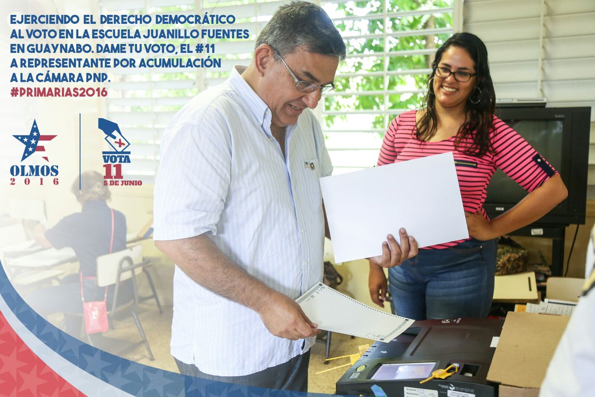 YQVH51's tweet photo. A votar todos x @PierluisiPNP y #Vota11xOlmos para Representante por Acumulación #YoDigoQueSi #Olmos2016 https://t.co/pd0Fm4QT4d
