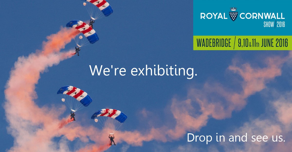 We are exhibiting at the Royal Cornwall Show this coming Thursday, Friday and Saturday. #RCS16