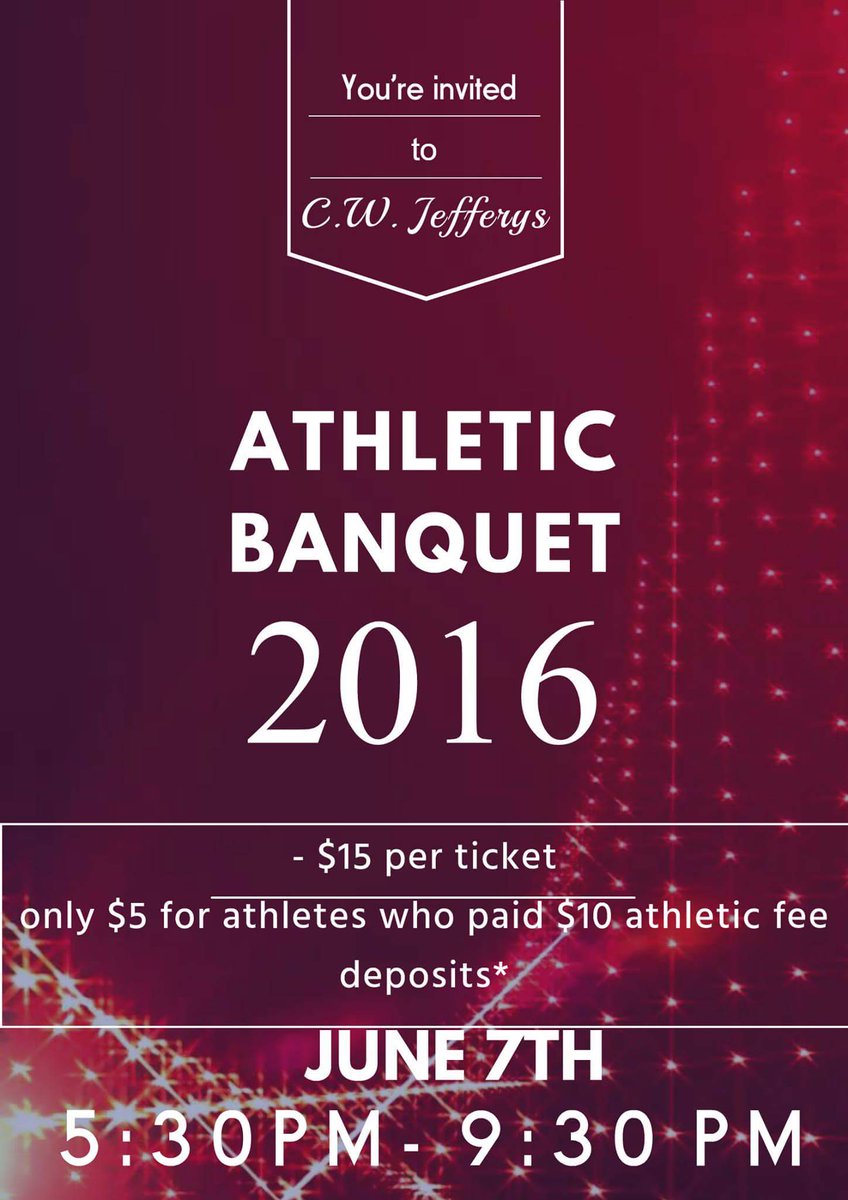 CWJAthCouncil's tweet photo. Athletic banquet is taking place in two days! Pay your tickets and get ready to have an unforgettable night https://t.co/ra1zllKBHp