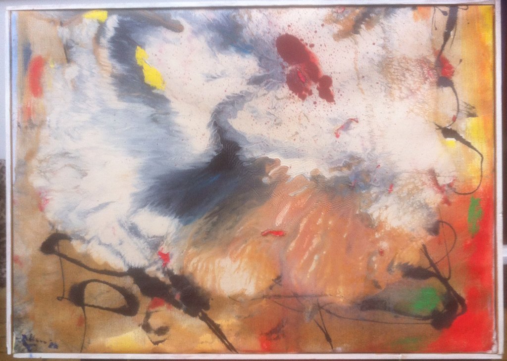 ploeg_co's tweet image. Ruurd Elzer, Groninger Ploeg. Abstract olieverf. Dubbelzijdig