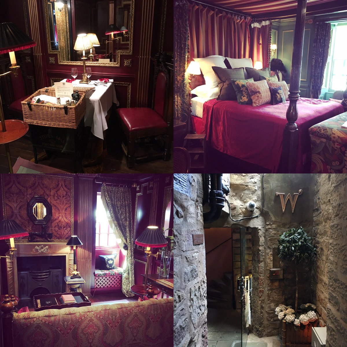 sarmas11's tweet photo. Thank you for a lovely stay @TheWitcheryEdin ;gorgeous suite although a little eerie! #theguardroom 🍾 @paltro103 https://t.co/jik2AxLSxQ