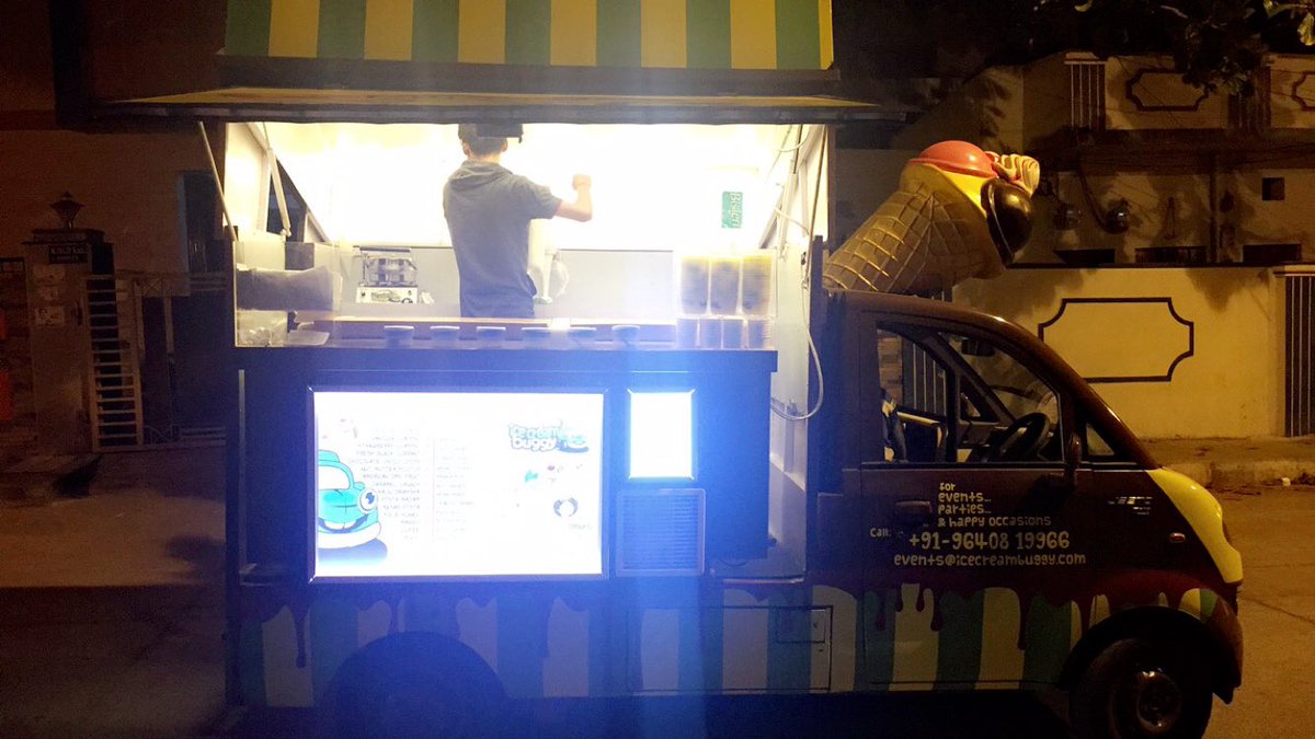 thezarakhhan's tweet photo. Ice cream buggy now in Hyderabad ❤️  Get the best ice cream now at our streets near you! @ftitruck #icecream https://t.co/Kz6T1vyBak