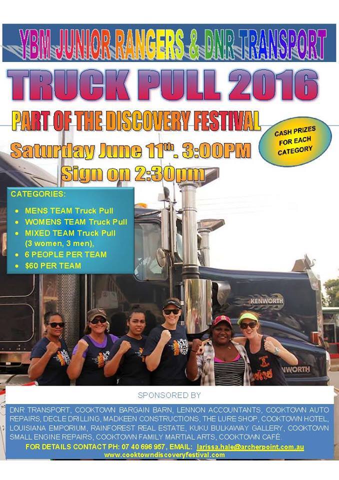 discoveryfest16's tweet photo. Man vs #truck! Only @ #Cooktown Discovery #Festival June 10-12. https://t.co/9XktptXBxN @ABCFarNorth @AdventureMumma https://t.co/dCl4yzcSJO