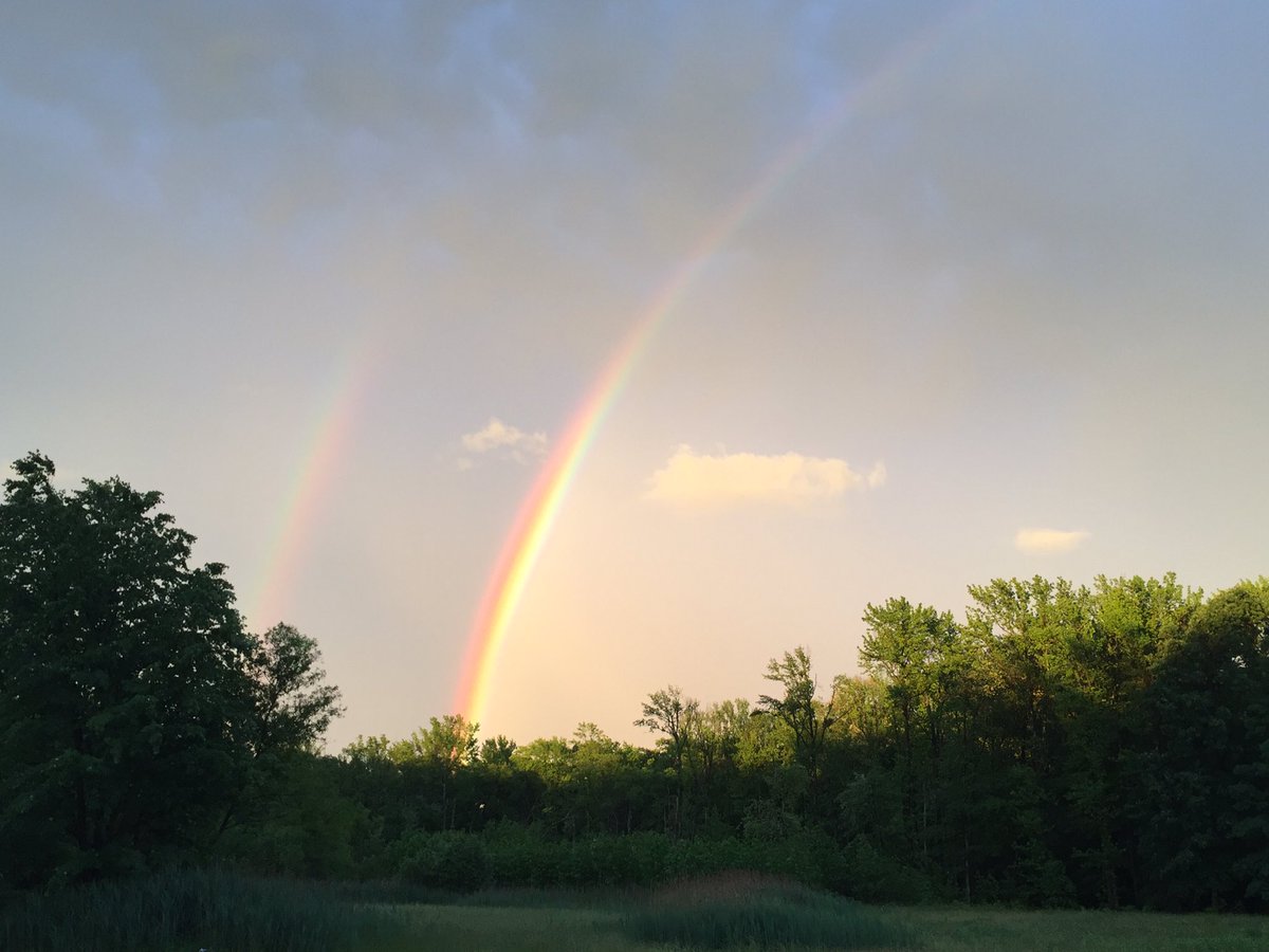 njdotcom's tweet photo. After all that rain, we spotted a double rainbow in #MarlboroNJ. Anyone else see one? 🌈 #njweather https://t.co/e8ssVbimrk