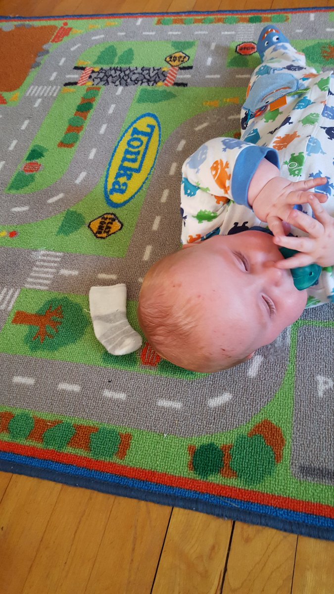 MaryTylerMost's tweet photo. Asked H to go get a "soft toy" for A and he came back with this sock. https://t.co/VY0IDFKhea