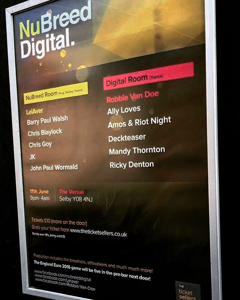 leiavermusic's tweet photo. 6 days until I travel up to Yorkshire to headline @NuBreedDigitial Look forward for that stomping techno! https://t.co/QSF6Bzod40