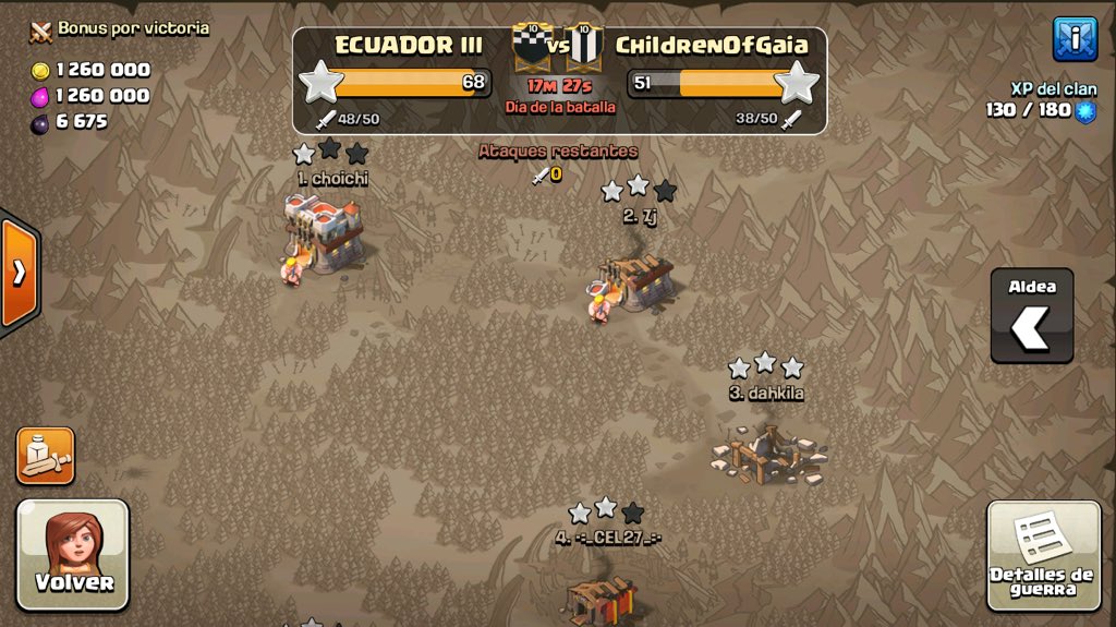 Buena war un poco fácil pero guerra es guerra 💪🏻👏🏻⭐️⭐️⭐️😎 grande Ecu 3