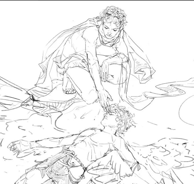 Greek myth series continues! Bc portfolio... Hhhh #sketch #wip #greekmythology Apollo and Icarus but there'll be mor 