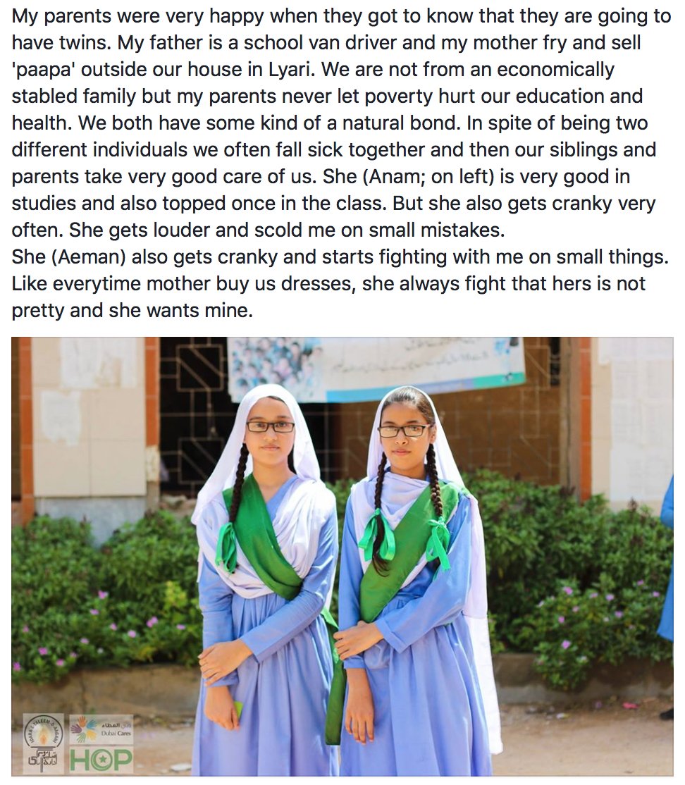 Humansof_Pak's tweet photo. My parents were very happy when they got to know that they are going to have twins. My father is...
#VisitASchool https://t.co/CORIXXSSkB