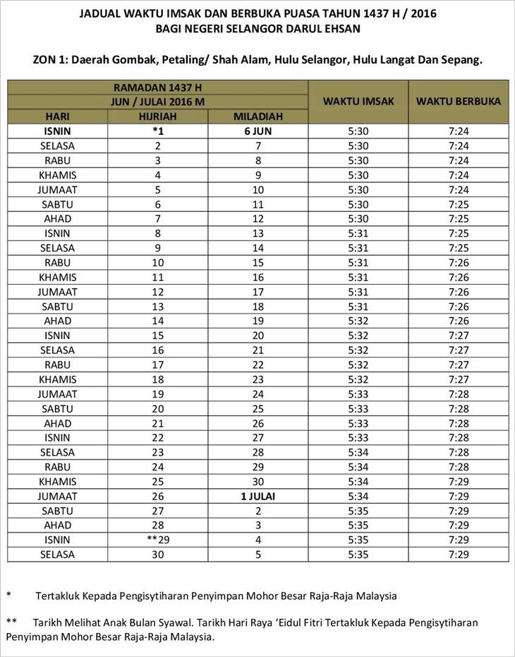 SRC UniKL MIAT on Twitter: "Jadual waktu imsak dan berbuka 