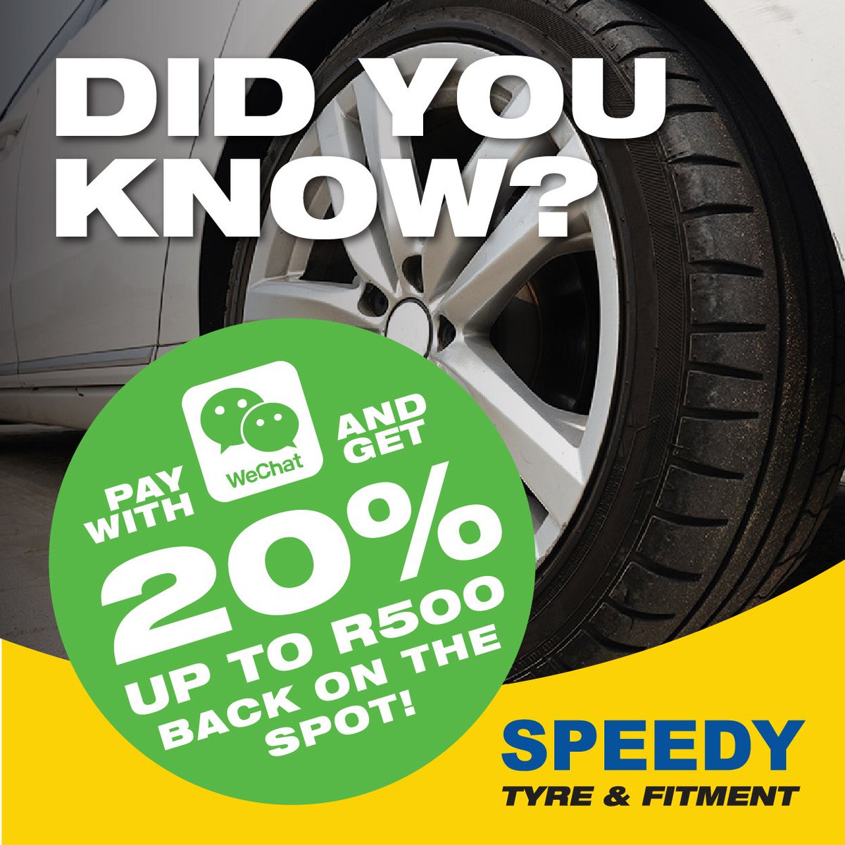 speedytyre's tweet photo. #CarTip Correctly balanced tyres mean smoother driving. Pay for your tyres with #WeChatWallet & get 20% back. https://t.co/jK4otG7C0D