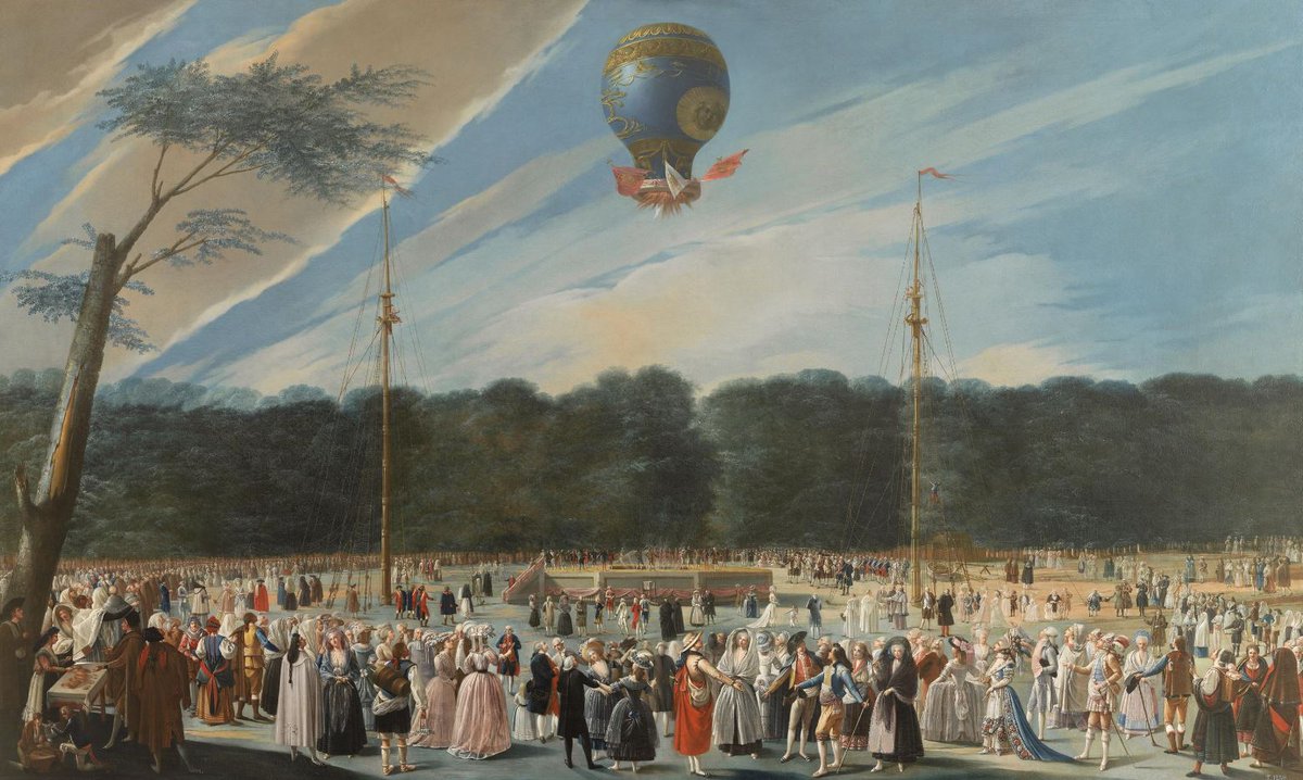 Javier__Sierra's tweet photo. Hoy se cumplen 232 años del vuelo del primer #globo sobre España. Fue sobre #Aranjuez, en 1784. Óleo de A. Carnicero https://t.co/quhACpjDcp
