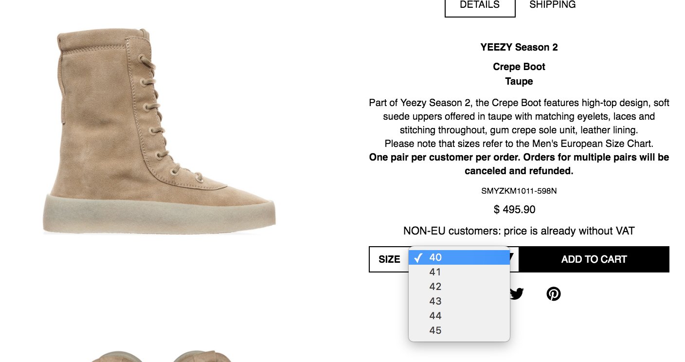 yeezy crepe boot 44