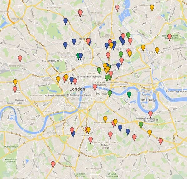 Pop-ups in London? There's a #map for that google.com/maps/d/edit?mi… Gold=Rooftop/Outdoor, Blue=FoodInPubs, Red=Others