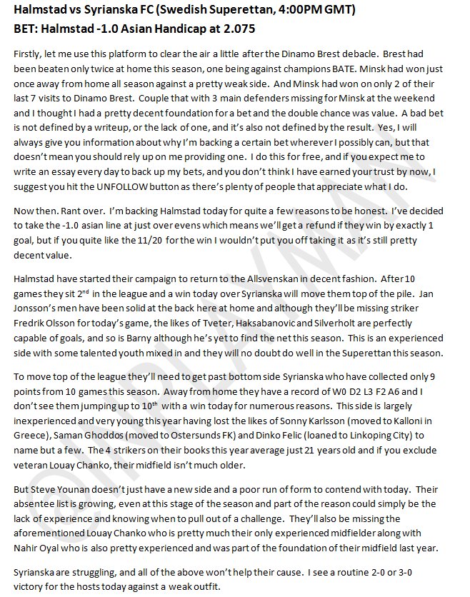 TippingTony's tweet image. ⚽️⚽️ #BetOfTheDay ⚽️⚽️

🌟🌟🌟 Halmstad -1.0 Asian Handicap

PAYS 2.075 HERE ➡️ bit.ly/bet-inplay

INFO BELOW! RT