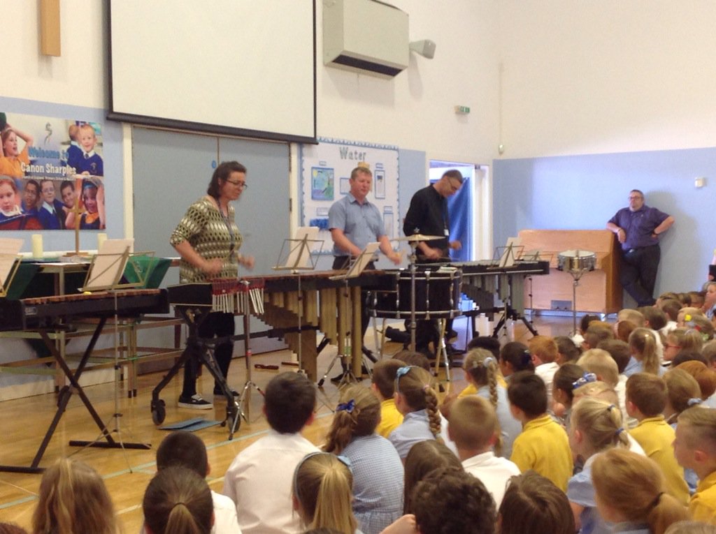 MissSextonclass's tweet photo. Thank you Music Alive for a fantastic percussion demonstration! #musicalive #music #percussion https://t.co/60xKfeutt1