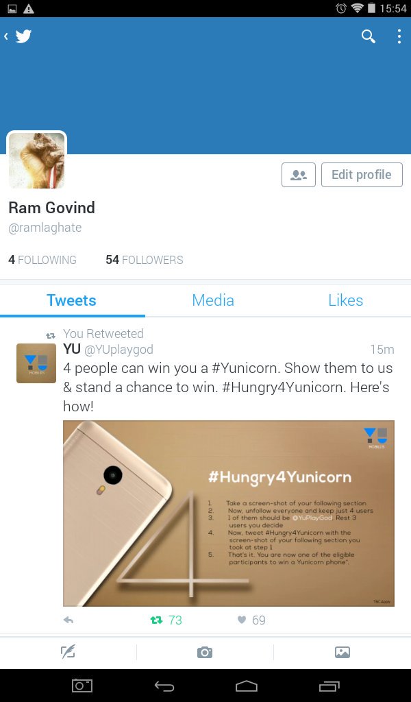 ramlaghate's tweet photo. @YUplaygod Here is my second screenshot with only 4 followers, one of them being @YUplaygod #Hungry4Yunicorn https://t.co/CAS4eRUYpg