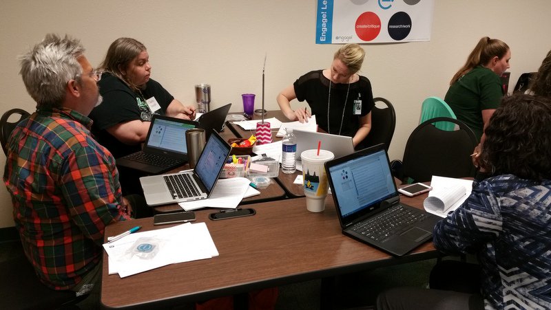 m_lahey's tweet photo. .#WhySoSerious you ask?  B/c team #4Chicks&amp;aDude and are concentrating, people!  Thx @mmhscience :-)  #engage2learn https://t.co/IeYAR4Aerc