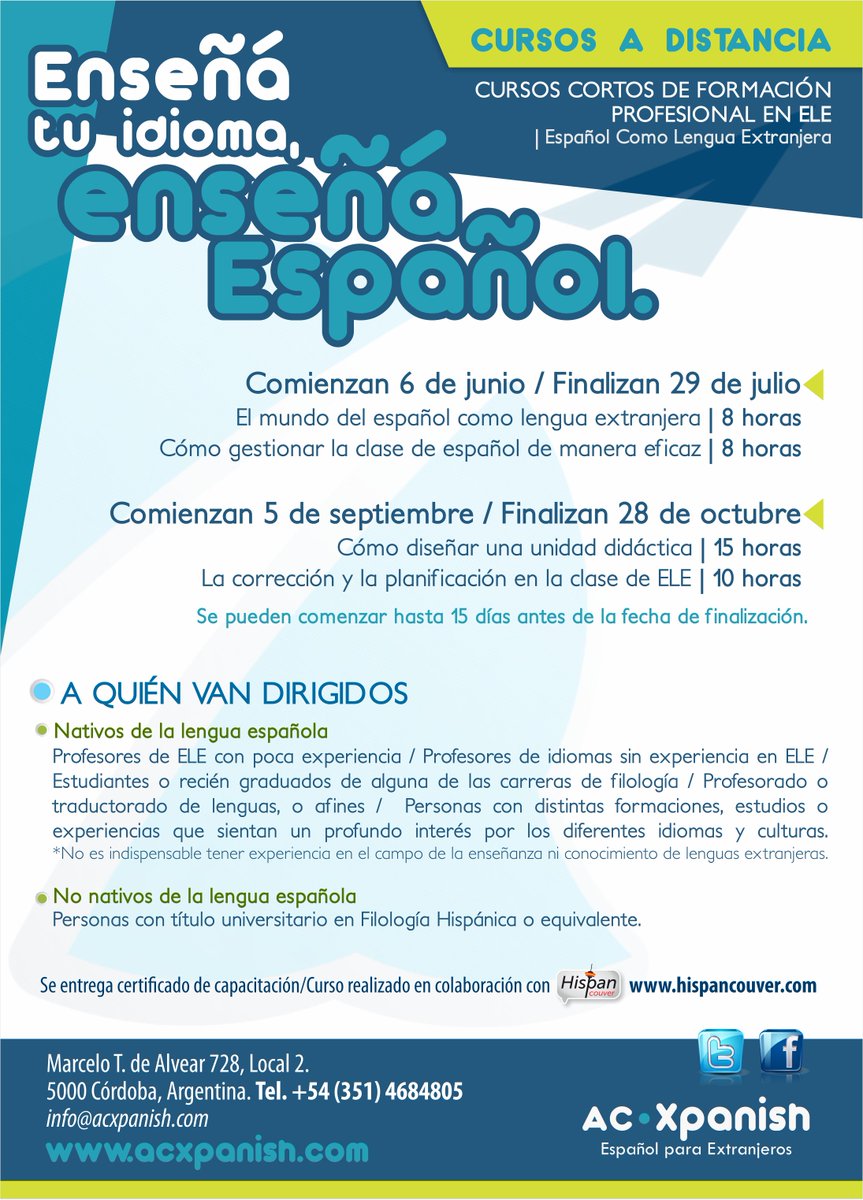 Cursos Cortos de Formación Profesional en ELE. A distancia.