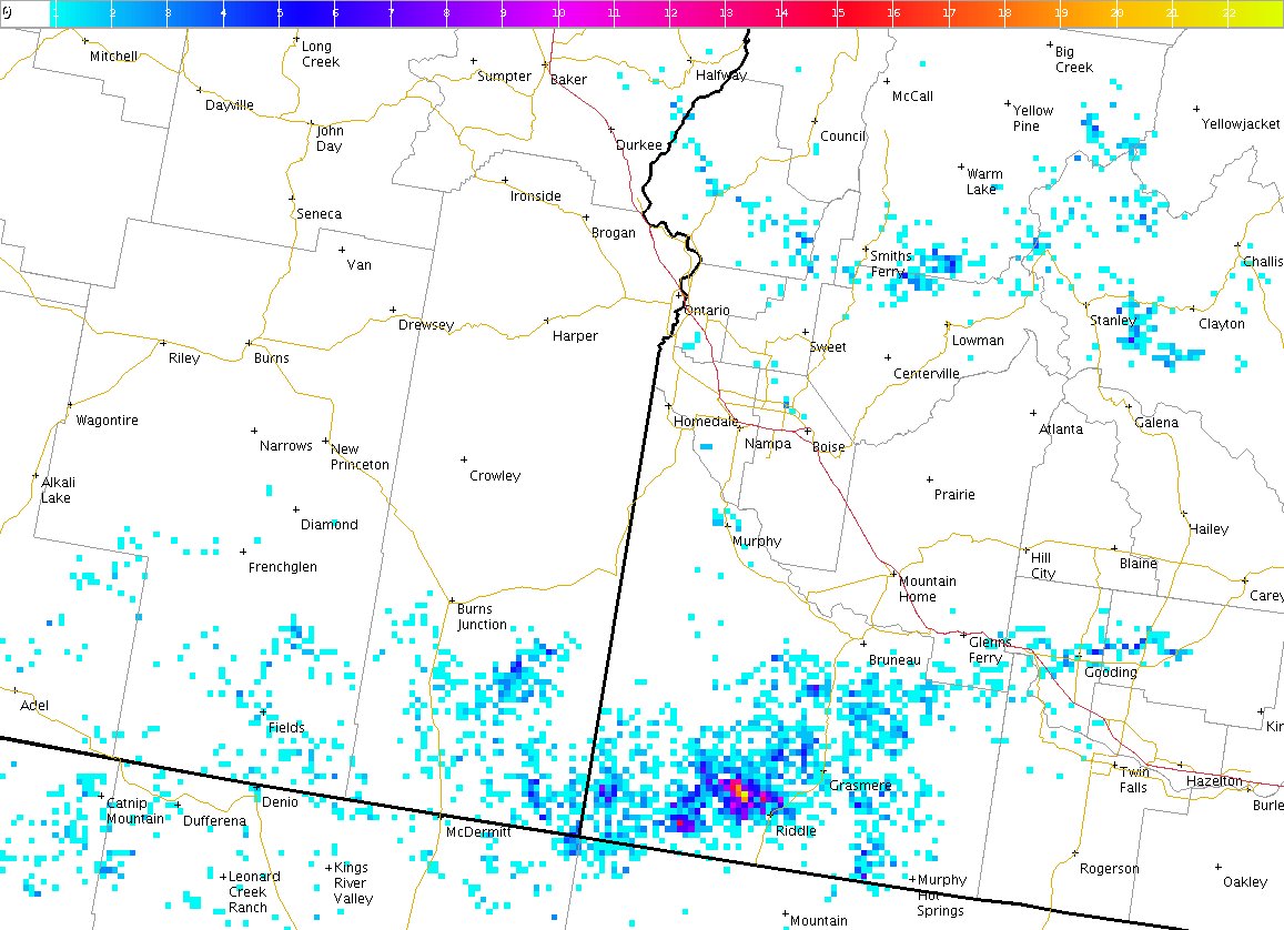 StoneFlyMatrix's tweet image. MT @NWSBoise: Owyhee County had 1,787 lightning strikes last night, a record for one evening, since 2000 #idwx