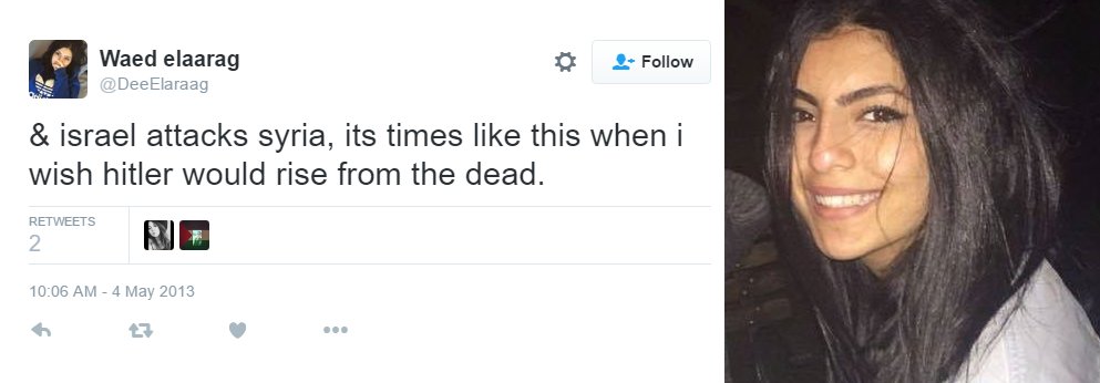 canarymission's tweet image. ConcordiaU's Waed Elaarag expresses her NAZI desire 4 GENOCIDE of JEWS
#YouReadThatRight
canarymission.org/individuals/wa… …