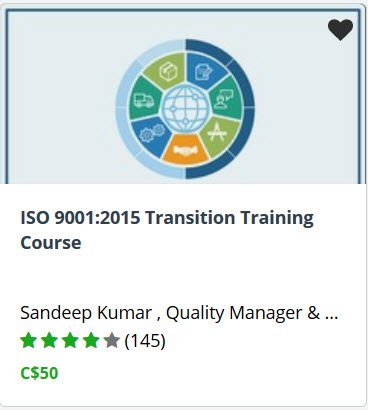 Sandeep_Q's tweet photo. ISO 9001:2015 Transition Training #udemy #coupon 30% off. #iso90012015 Get it for $27 today. https://t.co/oBmQFgeMwr https://t.co/LX6jl8gQVQ
