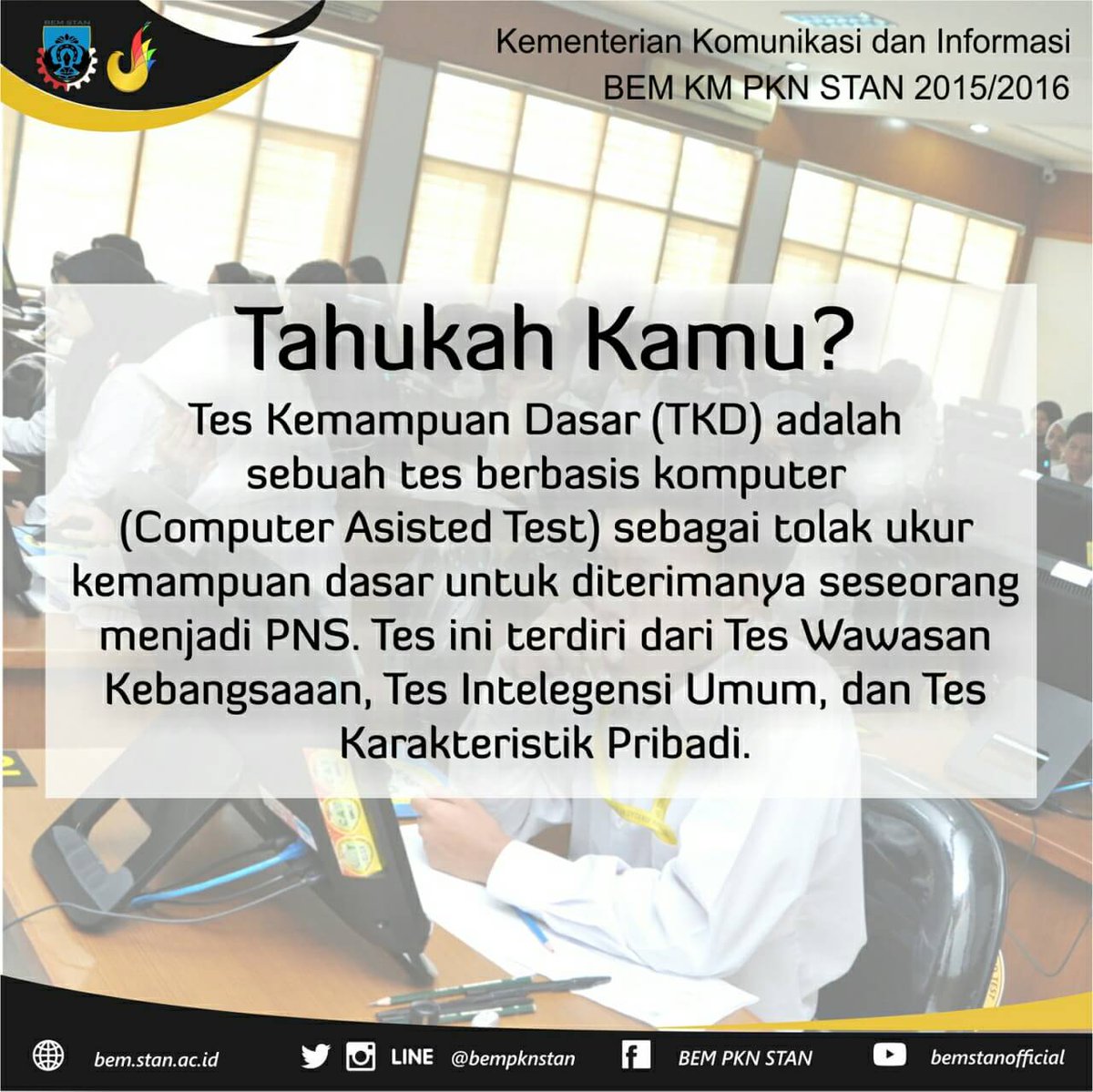 danarakca_stan's tweet photo. materinya antara lain Test Wawasan Kebangsaan,  Test Intelegensi Umum, Test Karakteristik Pribadi #TOUSMSTAN #GRATIS https://t.co/jsrBpModAL
