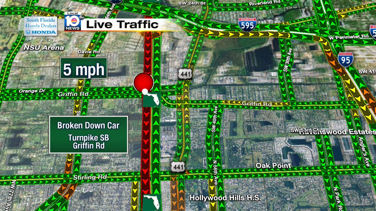 Broken down car on Turnpike SB & Griffin Rd #TRAFFIC #MIAMI https://t.co/SRiiBprmzy