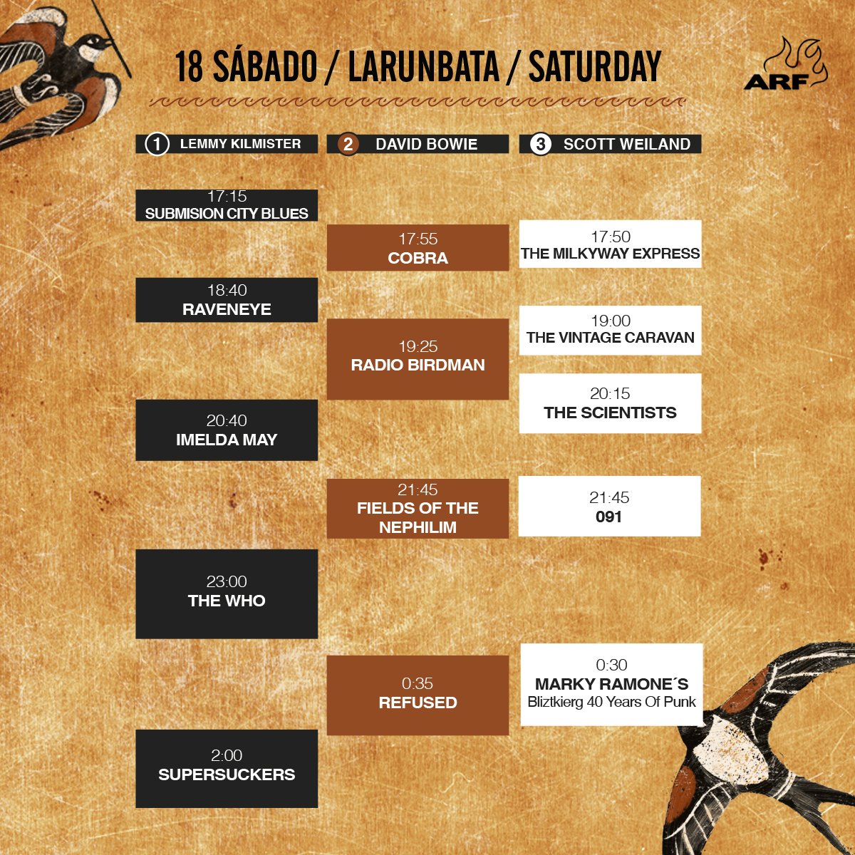 AzkenaRockFest's tweet photo. Ahora sí que sí! Los horarios del #ARF16! Se nos había colado una errata en la hora de Jean Beauvoir, disculpad https://t.co/giGn6TPKmu