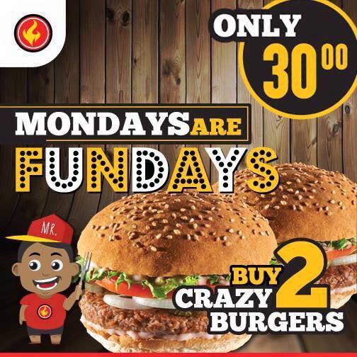 AfricanHotPlate's tweet photo. We love Mondays because it's 2 Crazy Burger day!

2 Chesanyama crazy burgers for only R30! #Chesanyama https://t.co/aHWLmQwMYL