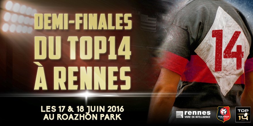 [EVENEMENT] 1/2 finale #Top14 : <a href="/RCTofficiel/">RCT – Rugby Club Toulonnais</a> et <a href="/ASMOfficiel/">ASM Rugby</a> joueront au #RoazhonPark >> bit.ly/1TRz9zt