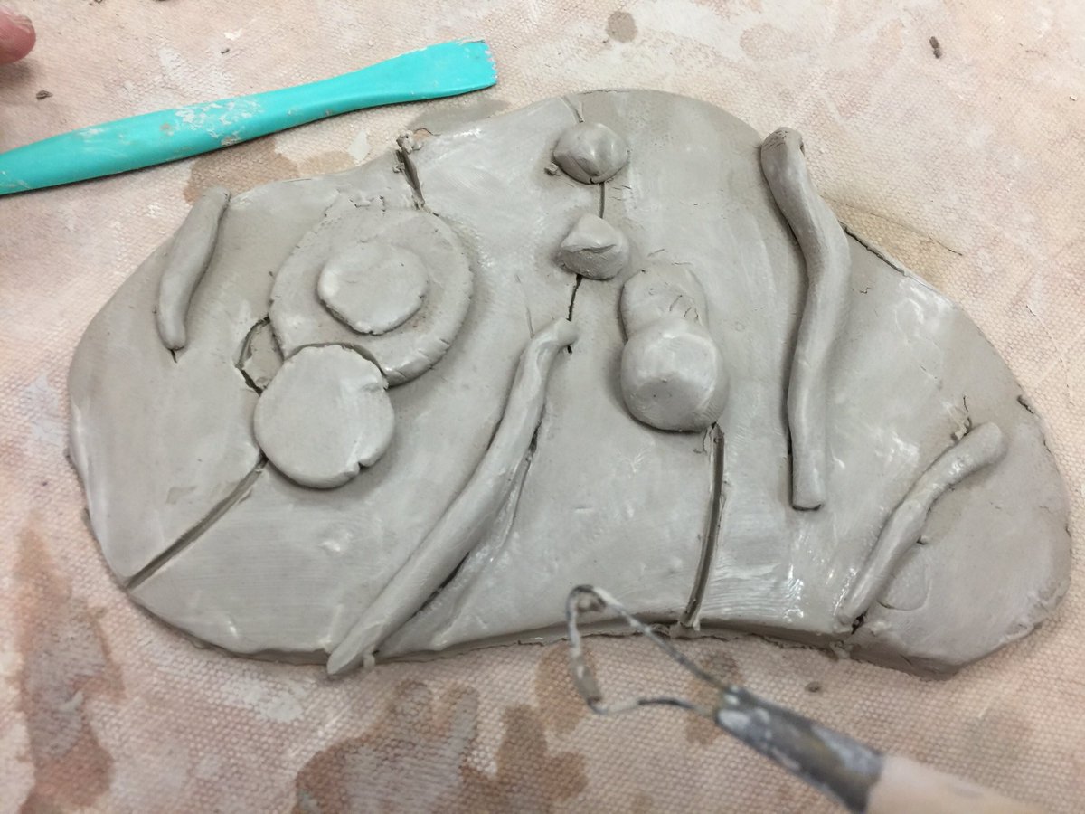 TJArtClass's tweet photo. Ms. Fay's 5th graders are creating clay inspired cells, focusing on the slab, hand-building technique https://t.co/wfErRT78kA