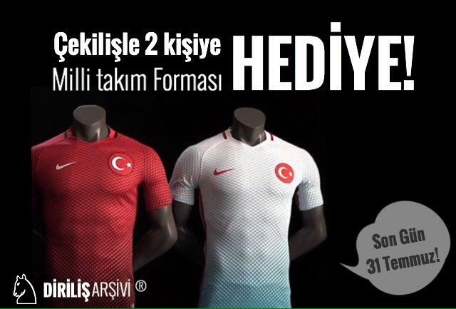 Bu Tweeti retweetleyen ve Bizi takip eden iki kişiye A Milli takımımızın Euro 2016 forması hediye! Son gün 31 Temmuz