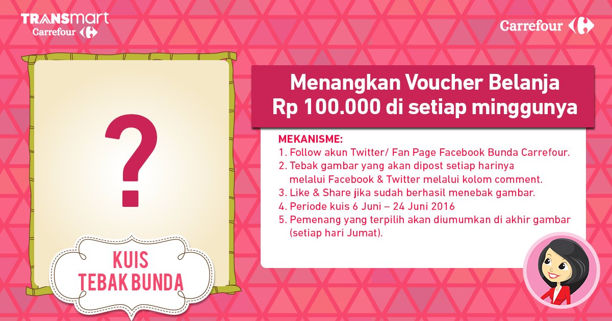 BundaCarrefour's tweet photo. Menangkan voucher belanja Transmart Carrefour.

Info lengkap, klik https://t.co/jsQkun4JTF https://t.co/xgNJrIb9w1