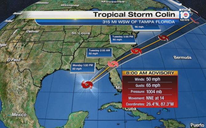 #TropicalStormColin aims for FL. And our @SeidenLocal10 waits for it in #CedarKey. bit.ly/1OamMSd https://t.co/kKOa9LIOLs