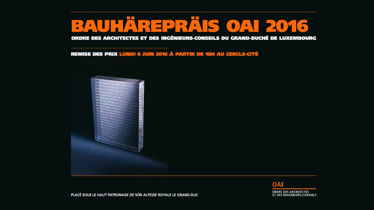 Ce soir: remise du #Bauhärepräis 2016! Suivez l'événement et réagissez avec #BHP16!