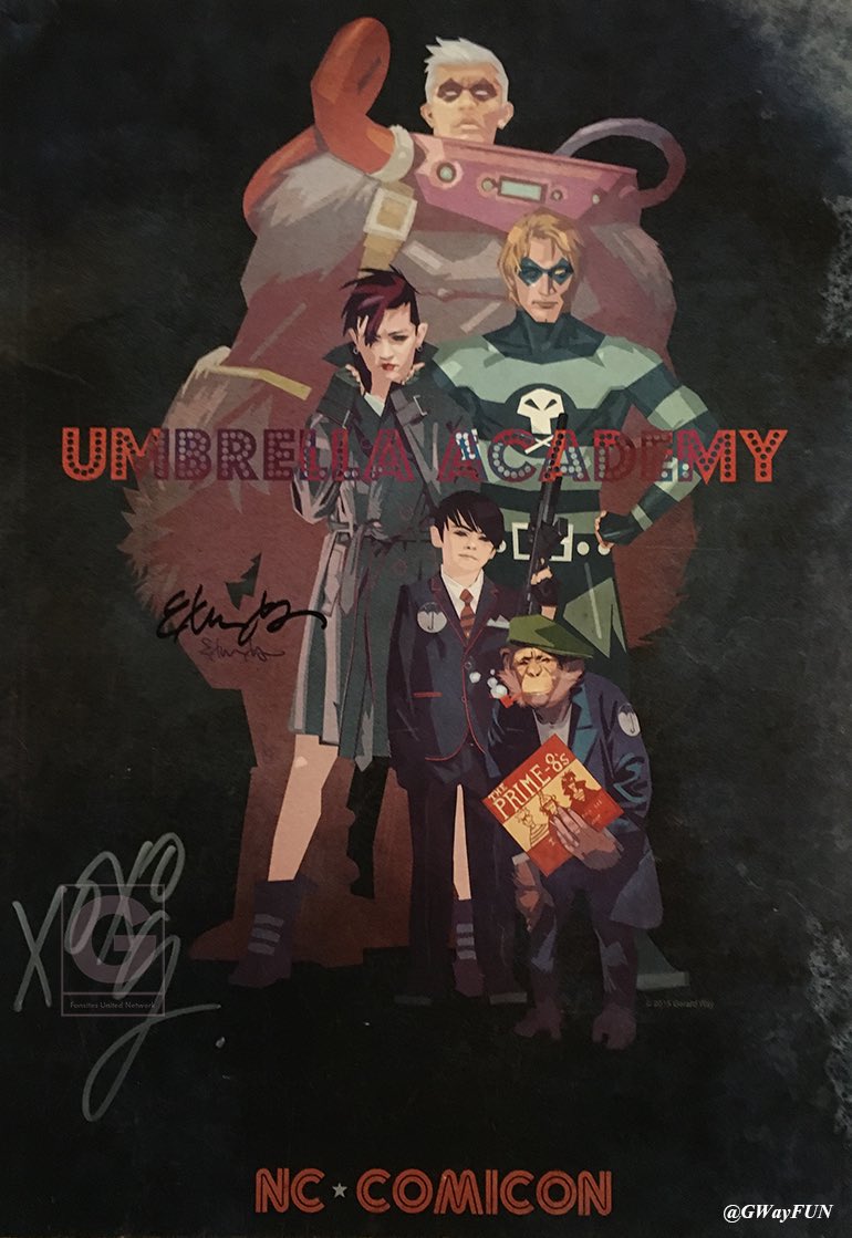 GWayFUN's tweet photo. RT to celebrate @GerardWay returning to @NC_Comicon &amp; a chance to receive an NCCC print signed by Tommy &amp; G! 🎉🎉 https://t.co/imXeRxaSSB