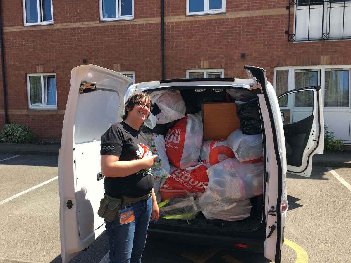 UoBEnvServices's tweet photo. 106 bags donated and more than £1,600 raised by students @unibirmingham for @TheBHF #Junkbusters #volunteer #charity https://t.co/zBNAnTaIo7