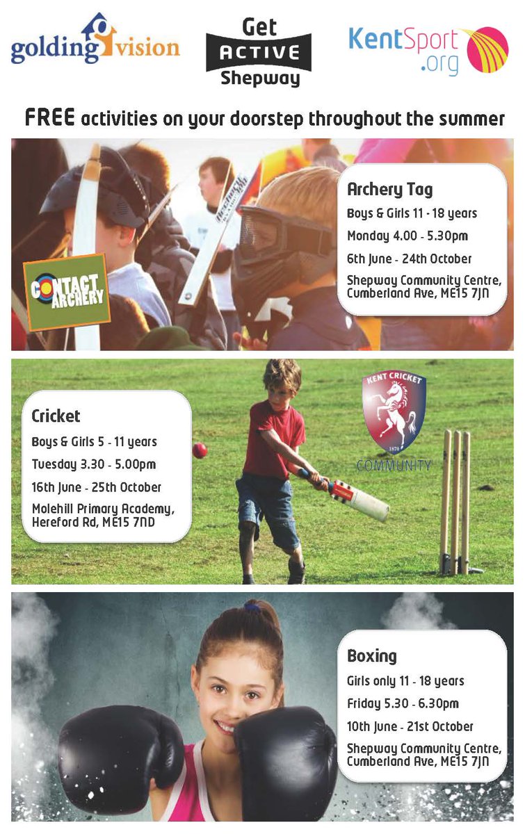 Try Archery Tag today 4-5.30pm at Shepway Community Centre, Maidstone ages 11-18. #GetActiveShepway @GoldingVision