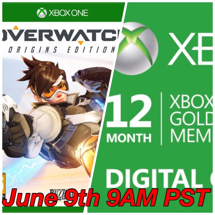 GiveAway TIME! Winner gets One Copy of Overwatch "Plus" One Year of Xbox Live! RT/Follow Winner announced June 9th