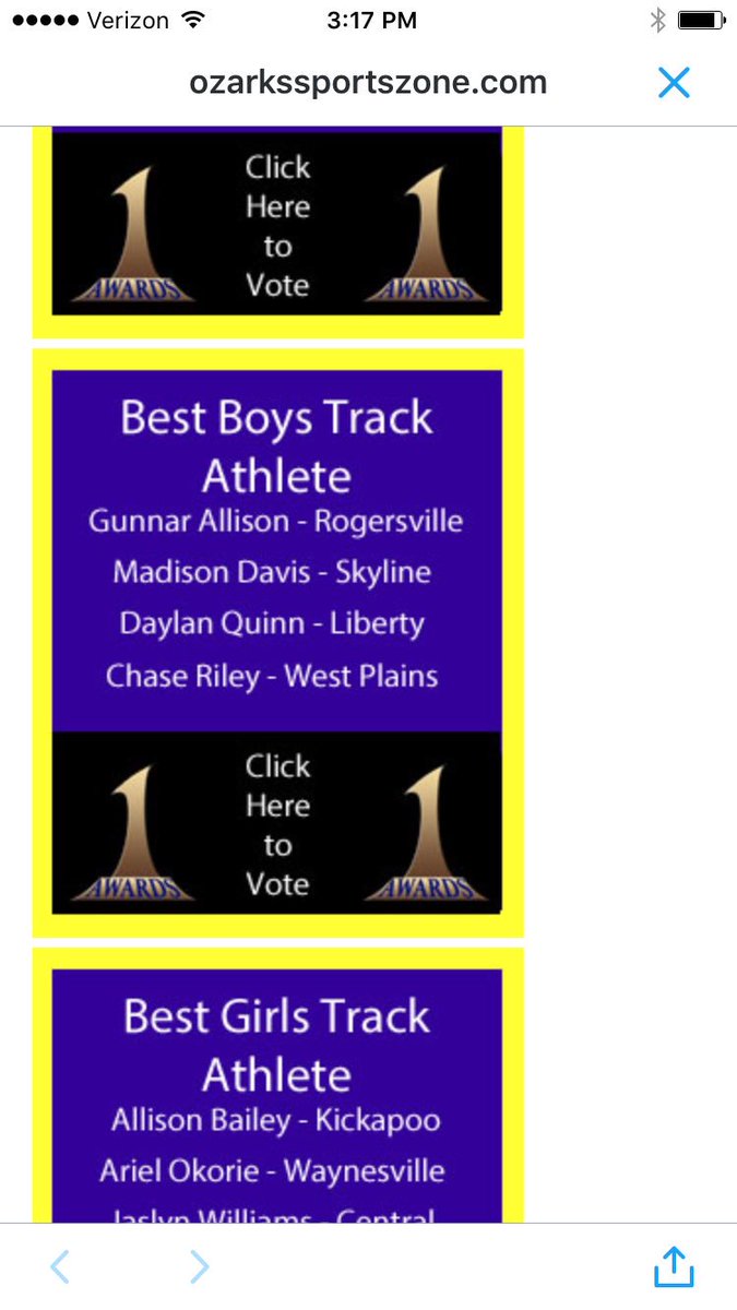 LRHSWildcats's tweet photo. @OzarksOzone Gunnar is also an outstanding nominee for Boys Track. #VoteLR https://t.co/SXTuIizNKn