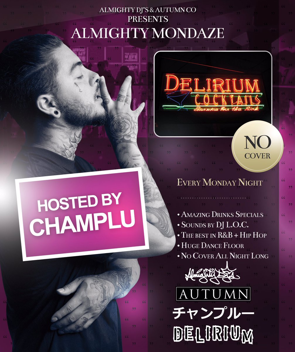 itsCHAMPLU's tweet image. @DeliriumBarSF tonight
