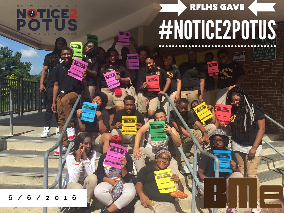 BMeCommunity's tweet photo. Awesome @Avid students from @BaltCitySchools are all giving #Notice2POTUS! https://t.co/jYPJHlFPW4 #BetterTogether https://t.co/esV5m2udr6