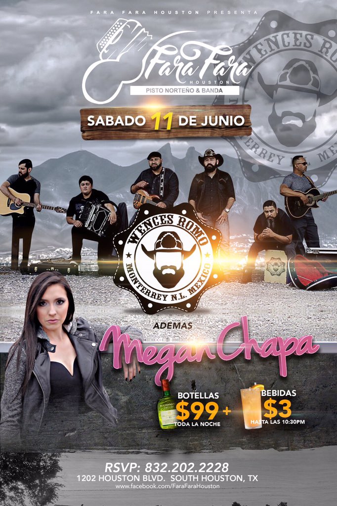 wencesromo's tweet photo. #HOUSTON nos ve nos este sábado en vivo enel #FaraFaraHouston antes  @fronteravivobar @chapa_megan @MazmorraRecords https://t.co/oBgapZoAFU