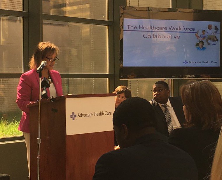 RobinLynneKelly's tweet photo. Attended @JPMorgan &amp; @AdvocateHealth Workforce Collaborative, $3M grant train unemployed, underemployed populations https://t.co/OslgfVcMTj