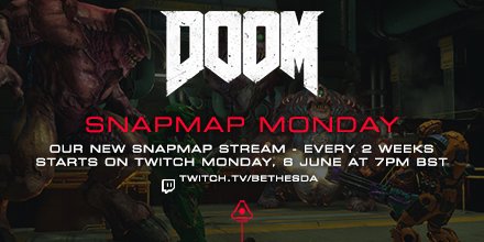 DOOM's tweet photo. Our first episode of #SnapMapMonday starts in 30 minutes - Tune in to see us play some of your SnapMap creations! https://t.co/5M35v8NLc7