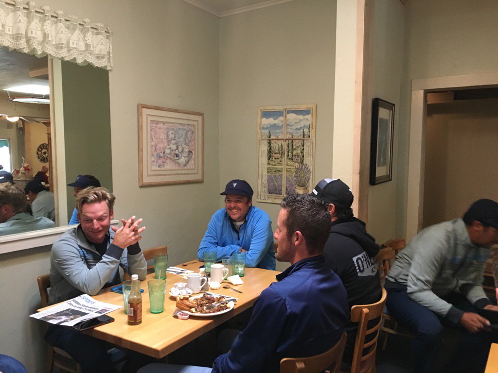 PeliPebCup's tweet photo. Team Pelican gathers at Toasties Cafe for a pre-game meal. Day 2 is here. #pelipeb https://t.co/QBF2wNw2n0