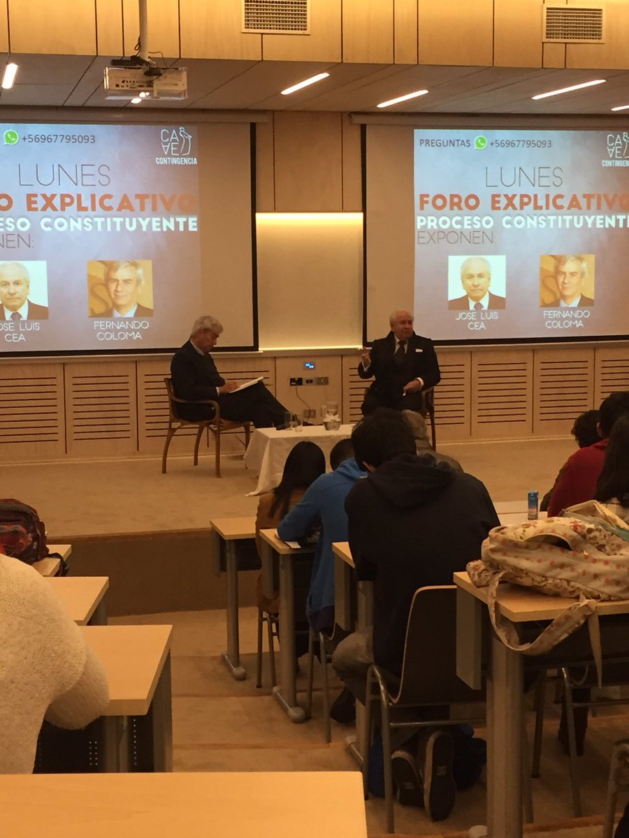 Estamos en el día 1 del ciclo sobre el #ProcesoConstituyente con J. Luis Cea y Fernando Coloma. Todos invitados!!